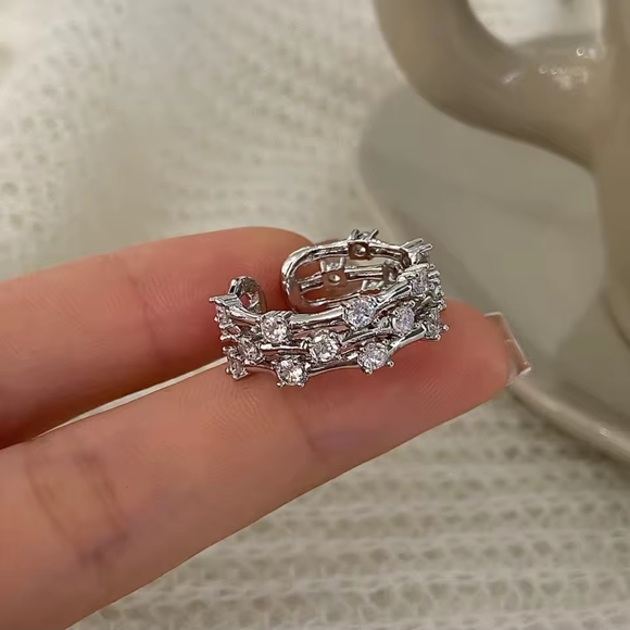 Anthropologie Jewelry - Silver Branch Wrap Ring with Crystal Accents